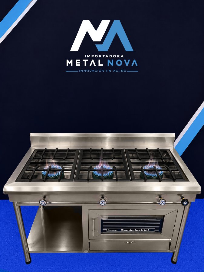 Cocina lineal 3 quemadores con horno