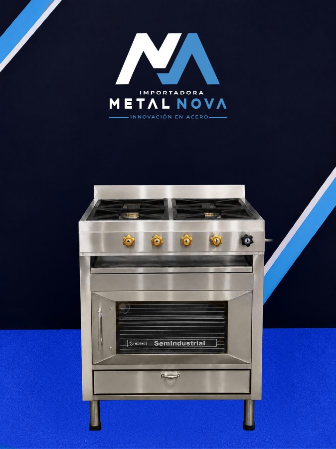 Cocina con horno 4 quemadores FULL ACERO